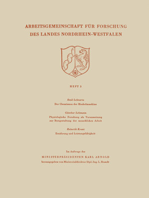 cover image of Der Chemismus der Muskelmaschine. Physiologische Forschung als Voraussetzung zur Bestgestaltung der menschlichen Arbeit. Ernährung und Leistungsfähigkeit